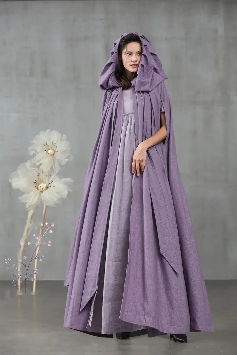 

Пурпурная Рождественская накидка с капюшоном, свадебная накидка, накидки, зимняя длинная куртка для Хэллоуина, свадьбы, подружки невесты, 2020