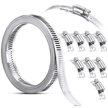 

304 Stainless Steel Worm Clamp Hose Clamp Strap with Fasteners Adjustable DIY Pipe Hose Clamp Ducting Clamp 11.5 Feet