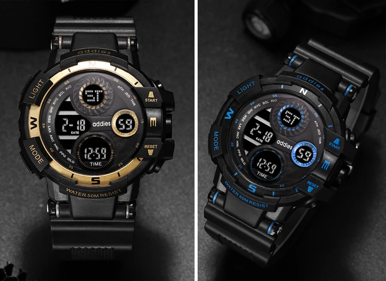 Мужские Цифровые армейские спортивные часы для мальчиков, для активного отдыха, с большим циферблатом, 50 м, водонепроницаемый светодиодный сигнальная подсветка, супер крутые часы