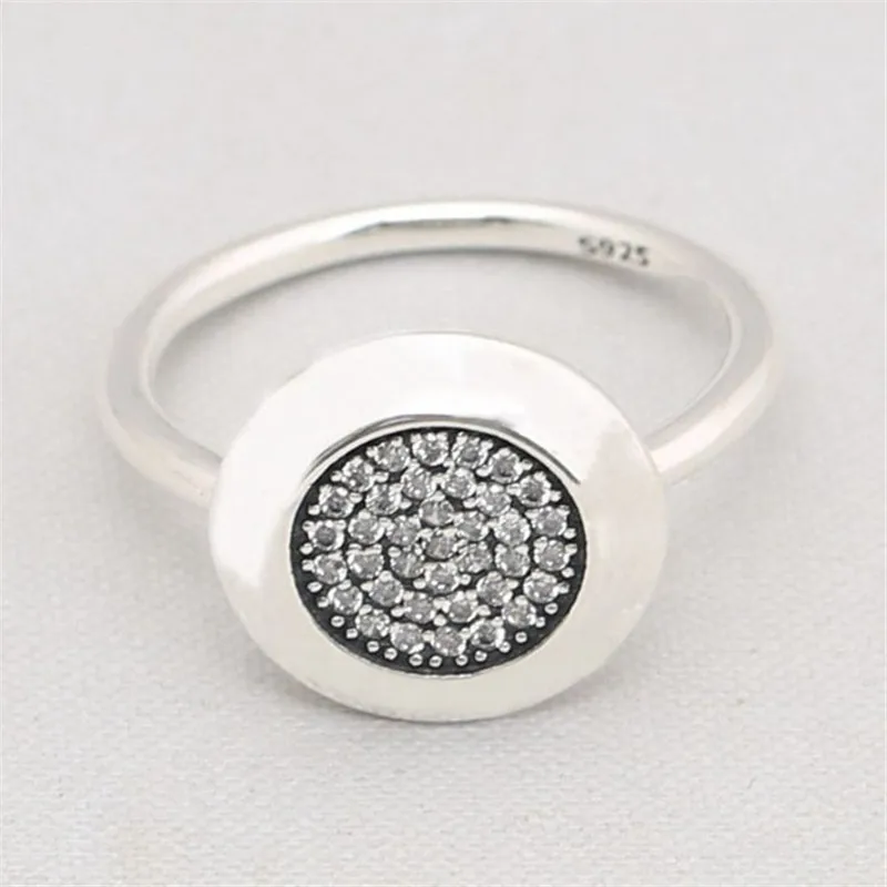 Оригинальные 925 пробы серебряные кольца с логотипом и кристаллами для женщин, подарок на свадьбу, Модная европейская бижутерия