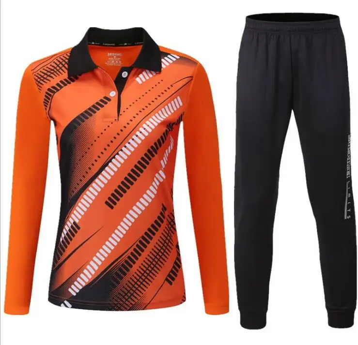 Осенне-зимняя Мужская/Женская футболка для бадминтона, быстросохнущие дышащие спортивные длинные штаны для волейбола, теннисная рубашка с длинными рукавами