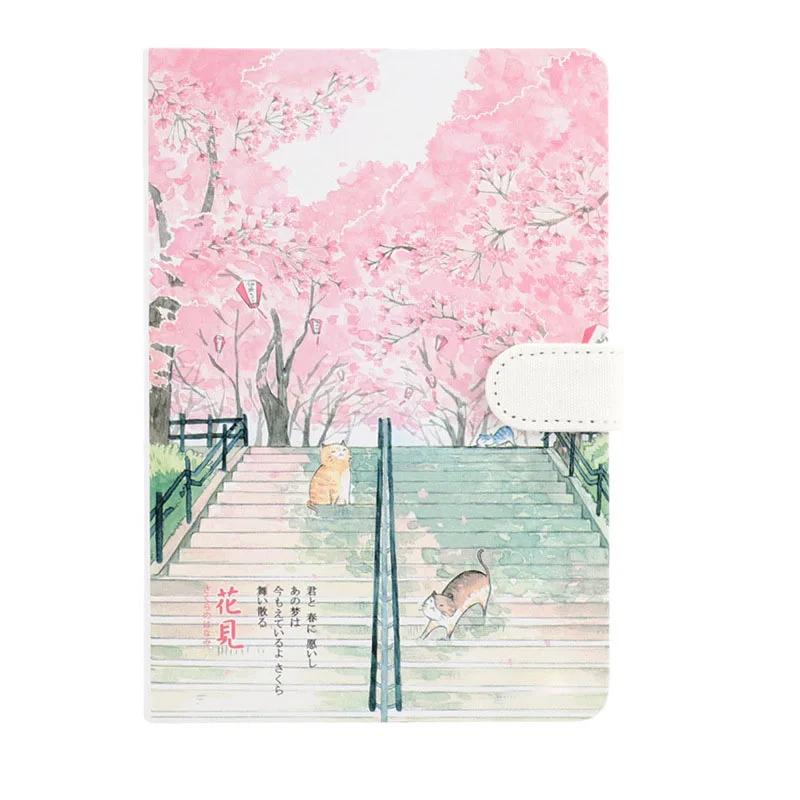 1pcs New diary book Sakura notebook girl heart account diary plan notebook small fresh magnetic buckle notebook diary A5 - Цвет: 05