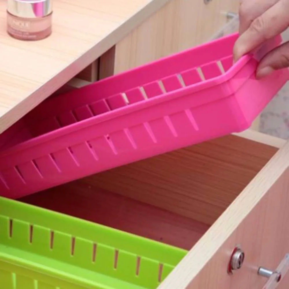 Plastic Adjustable Drawer Organizer Sundries Organizer Home Kitchen Tableware  Cosmetics Storage Box Case Drop Shipping
