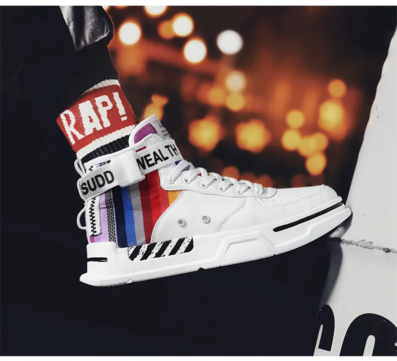 Белая суперзвезда флаг Мужская обувь для скейтбординга кроссовки на платформе модные красочные хип хоп высокие мужские кроссовки Hombre Zapatillas