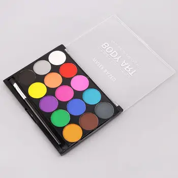 

New 15 Colors Non Toxic Water-soluble Body Paint Pigments Makeup Face Painting Kit With Brush For Christmas Fancy Carnival Party