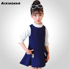 Детские платья для девочек в стиле пэчворк, 2 предмета, вечерние платья для девочек с расклешенными рукавами, детское платье милое осеннее платье трапециевидной формы для девочек