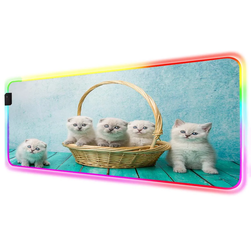 

Cute Cat Mouse Pad RGB Large Desktop Pad LED Color Light with USB Computer Keyboard Game Play Pad Mause Carpet XL Game Mouse Pad