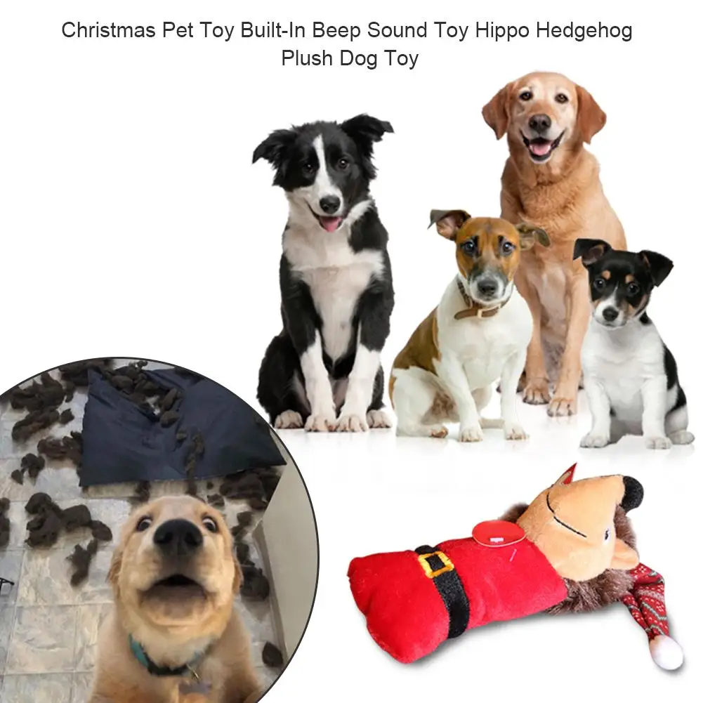 Рождественские игрушки в виде домашних животных Встроенный звуковой сигнал игрушка Бегемот Ежик Плюшевая игрушка собака