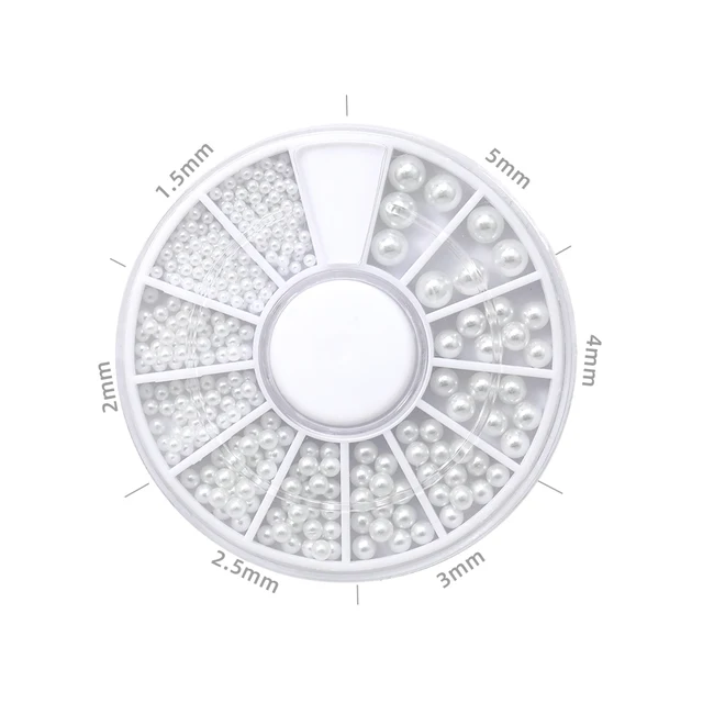 HNUIX Mix Sizes White Nail Art Tips Half Pearls 3d Nail Beads Rhinestone Decoration DIY Beauty Salon Manicure Supply 11