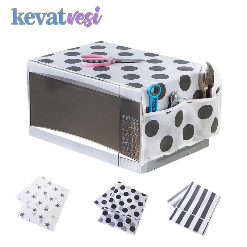 

Microwave Oven Cover with Storage Bag Microwave Dustproof Cover Transparent Dust Covers Anti-oil Kitchen Accessories Supplies