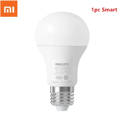 1PC Smart bulb Комплект Xiaomi Smart/Обычный белый светодиодный E27 лампы светильник приложение Wi-Fi пульт для группы Управление 3000 k-5700 k 6,5 W 450lm 220-240V 50/60Hz - Цвет: 1PC Smart bulb