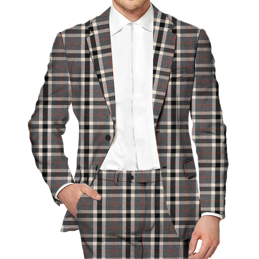 Style2 Мужской Клетчатый деловой костюм для отдыха, клетчатый винтажный свадебный костюм для жениха, Официальные Вечерние смокинги, повседневный офисный комплект(Блейзер+ брюки - Цвет: Style2