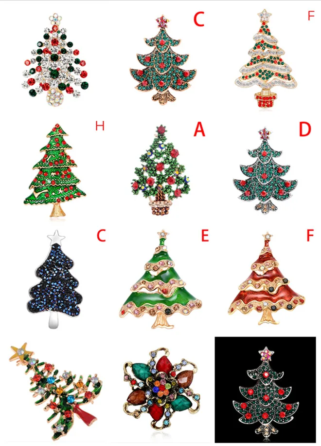 Hot Sale 1pcs Christmas Tree Crystal Brooches Full Colorfull Rhinestones Scarf Clip Gift For The New Year Christmas Brooch Pins