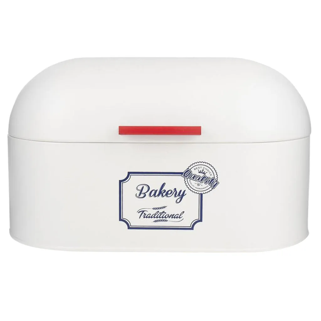 Кухонная металлическая коробка для хлеба, столешница, контейнер для хранения хлеба с крышкой - Цвет: White