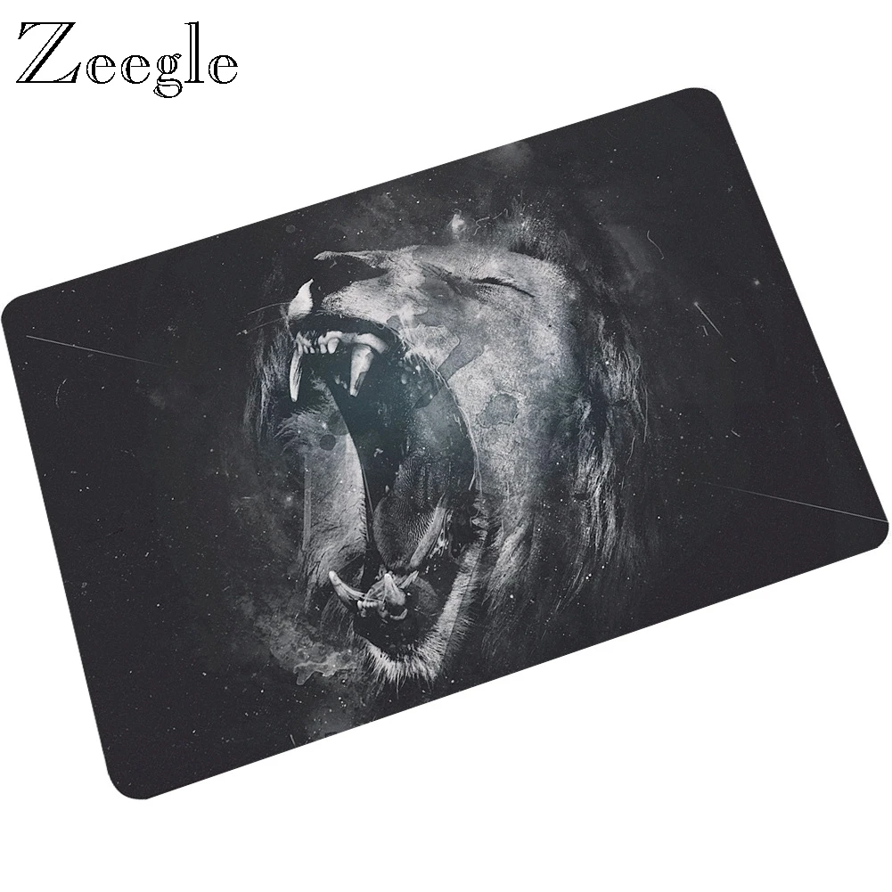 Zeegle Print Lion Home Door Mat Waterproof Bathroom Foot Mat Rubber Floor Rug Non Slip Outdoor Mat Hallway Foot Rug Washable Mat