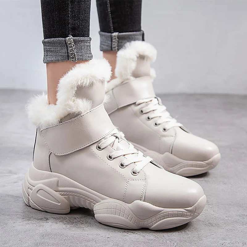 Новинка; зимние ботинки; ботильоны для женщин с круглым носком; женская шерстяная обувь; ботинки на меху; Новые Белые зимние ботинки; Теплые ботильоны на меху с плюшевой подкладкой