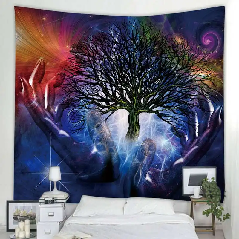 Настенный фоновый гобелен полиэстер прямоугольник гостиная спальня домашний декоративный гобелен 150x200 см настенный ковер одеяло подарок - Цвет: tree