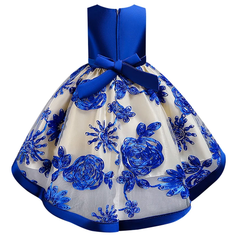 Online Mädchen frühling herbst kinder der schwanz party abendkleid rundhals perlen bogen spitze mädchen kleid blume mädchen süße hochzeit kleid