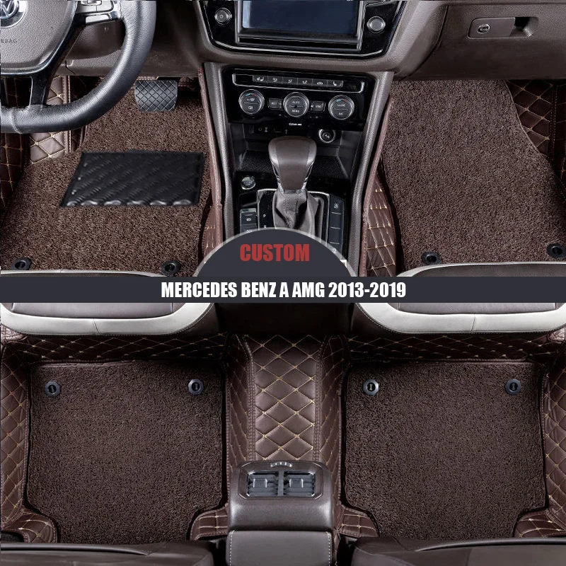 Изготовленные на заказ кожаные автомобильные коврики для MERCEDES BENZ A AMG 2013- подушечки водонепроницаемый автомобильные аксессуары