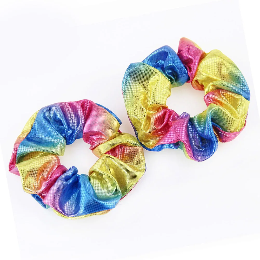multicolor Новинка, Женская красочная эластичная резинка для волос, бронзовая блестящая резинка для конского хвоста, Радужное кольцо для волос, резинки для волос, аксессуары для волос для девочек - Цвет: multicolor