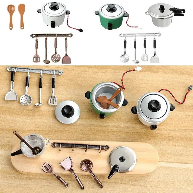 6 Styles Spoon Pot Dollhouse Furniture 1:12 Cookware Doll Accessories Miniature Tableware Mini Cutlery Set Simulation 1