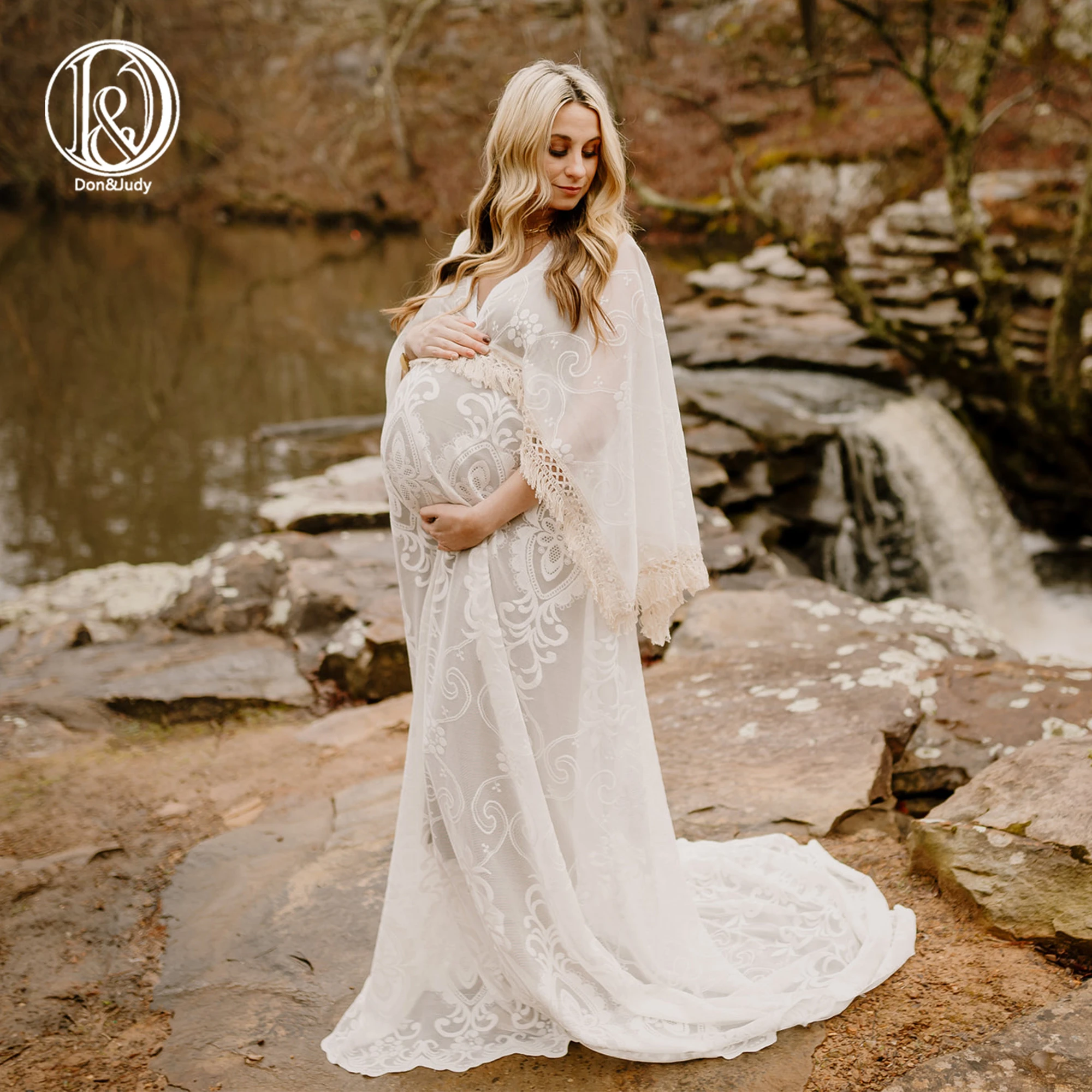 bohemian lace maternity dress