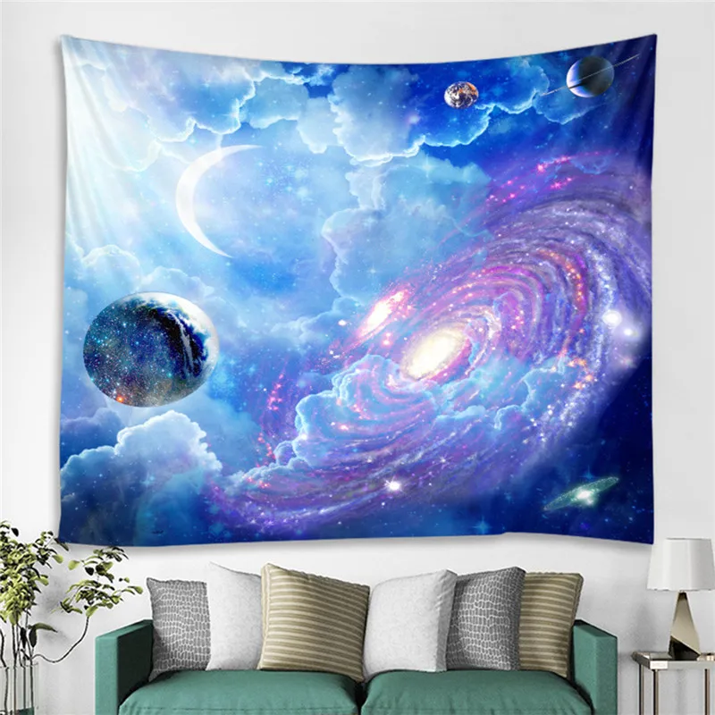 

Fashion Tapestry Starry Sky Shocking Visual Background Moon Texture Wall Hanging Bedroom Decoration Walking Starry Sky Tapestry