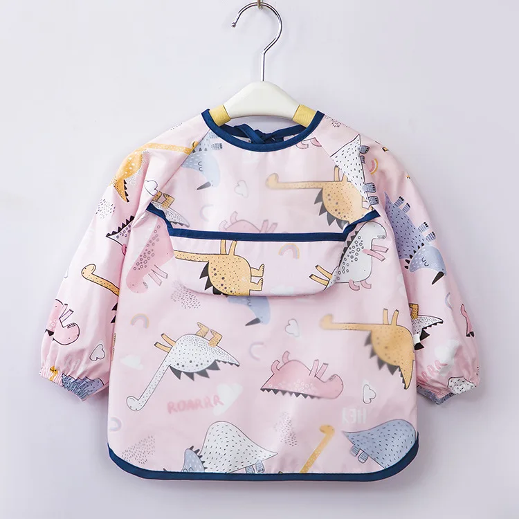 PUDCOCO Baby Children Art Smock Feeding Bib Apron Pocket Waterproof Cloths Long Sleeves with Food Catcher | Детская одежда и обувь