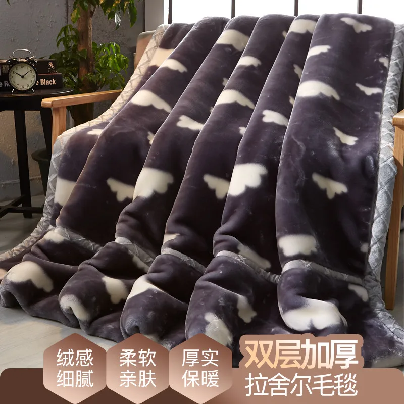 

New Winter Thicken Blanket 200x230cm Size 4kg Raschel Blanket Warm Keeping Double Layer Blanket King Size Soft Cartoon Style CF