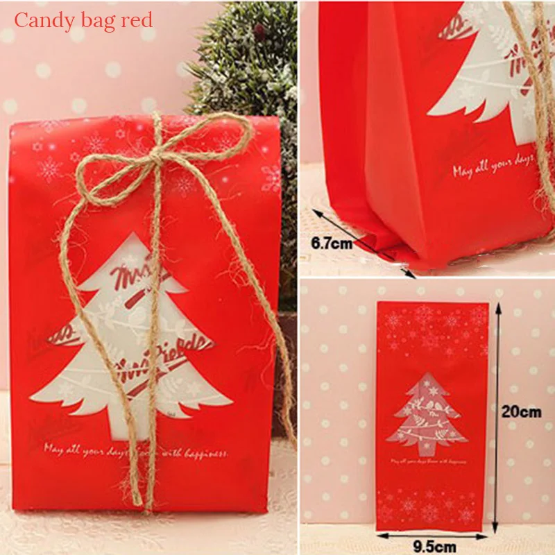 20 шт красные рождественские мешки рождественская ель подарок сумки рождественские конфеты мешок Снежинка упаковочная коробка год сувениры домашний декор
