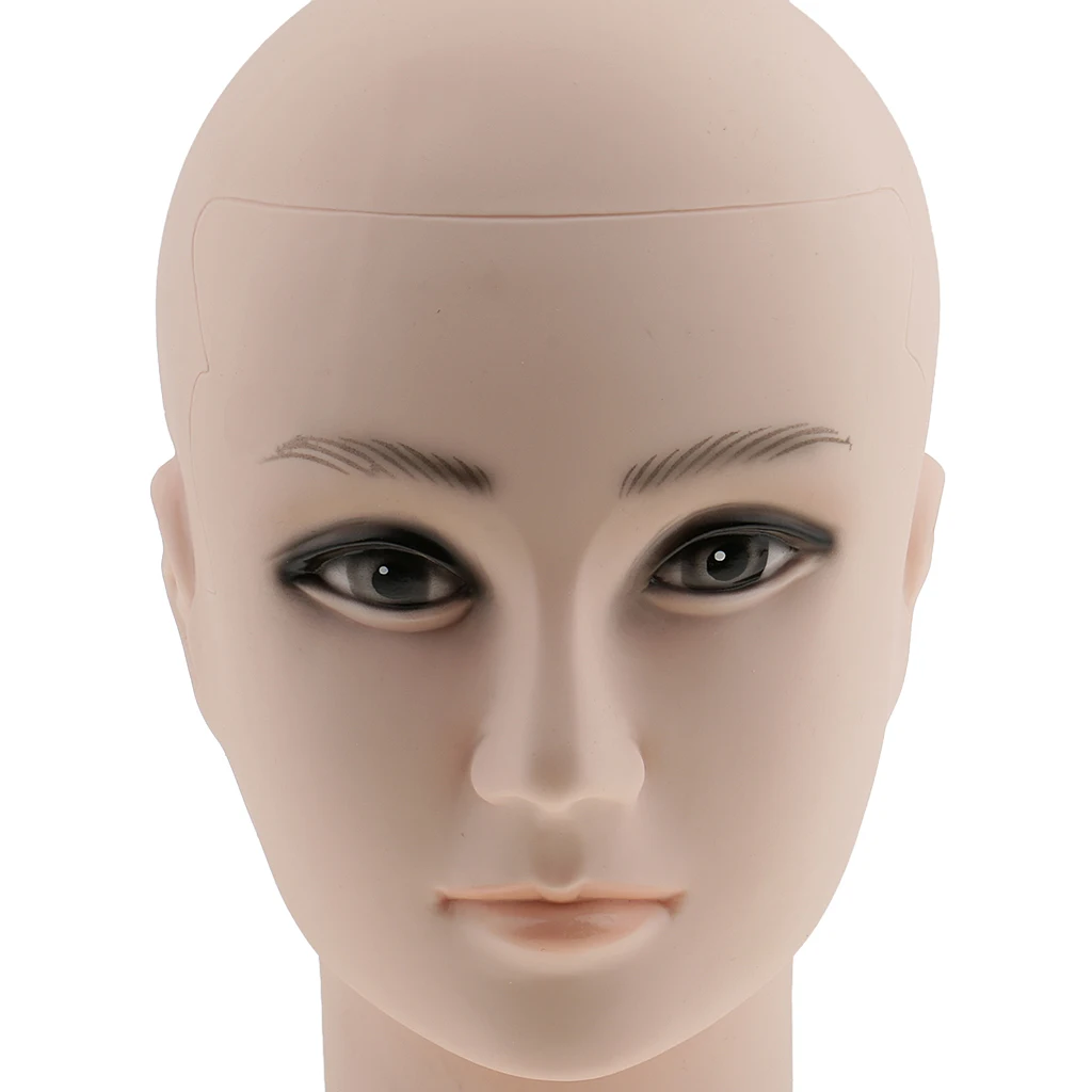 Male Mannequin Head for Wigs Making Wig Display Practice Training Styling Bald Manikin Cosmetology with Mount Hole