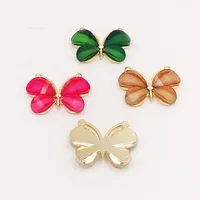 10PCS/Lot 2.2*2.8CM Resin Alloy Flatback Butterfly Button For DIY Clothing Applique Metal Wedding Embellishment Jewelry Craft 2
