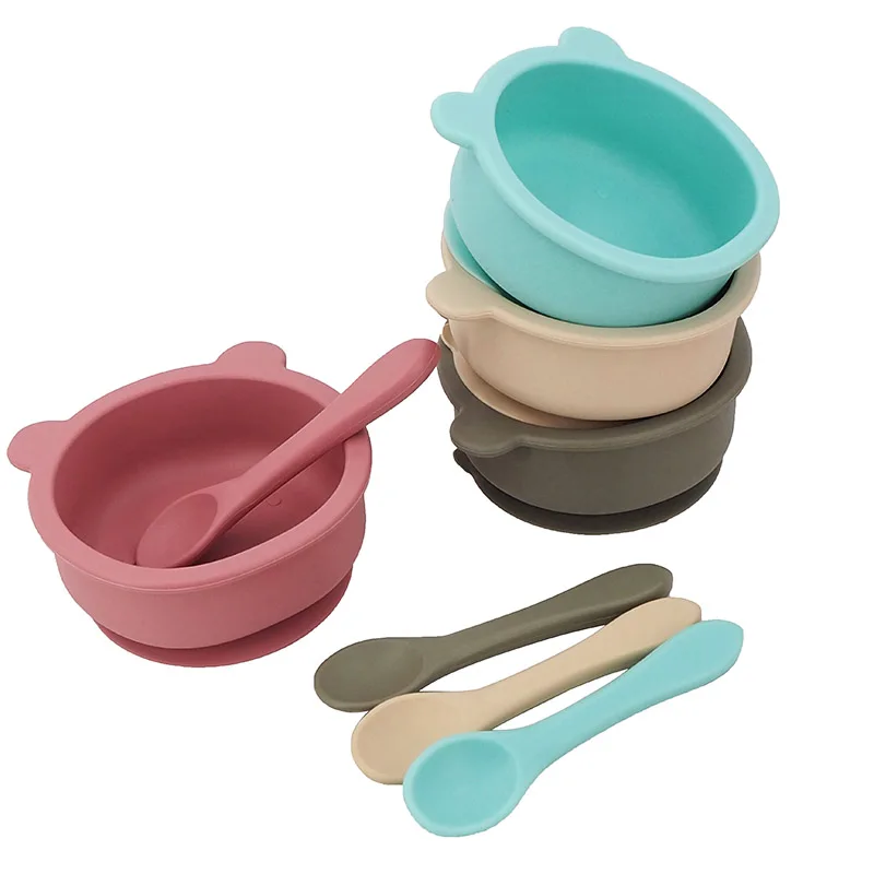 chenkai-5set-9-color-baby-feeding-bear-bowl-food-grade-silicone-anti-flip-suction-tableware-baby-infant-waterproof-bowl-spoon