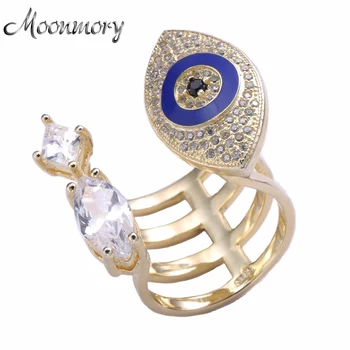 

Moonmory New Arrival 925 Sterling Silver Ring Evil Eye With Clear Zirconia Fit Women Engagement European Fashion Jewelry