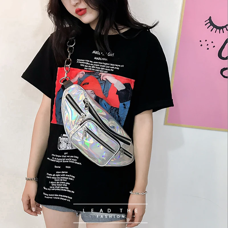 ABDB-Waist Pack Waterproof Holographic Fanny Pack for Women Neon Shiny Iridescent Bum Bag Adjustable Belt Fashion Waist Packs fo