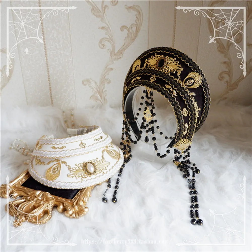 

Hand made Palace Style Retro Gorgeous Lolita Bead Chain kc Headband Hat Hair Ornament Gothic Girl Cosplay Crown