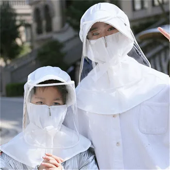 

Protective Transparent Mask Hat Detachable Anti-fog Flu Outdoor Travel UV Protect Hats And Sun Caps For Adult And Children