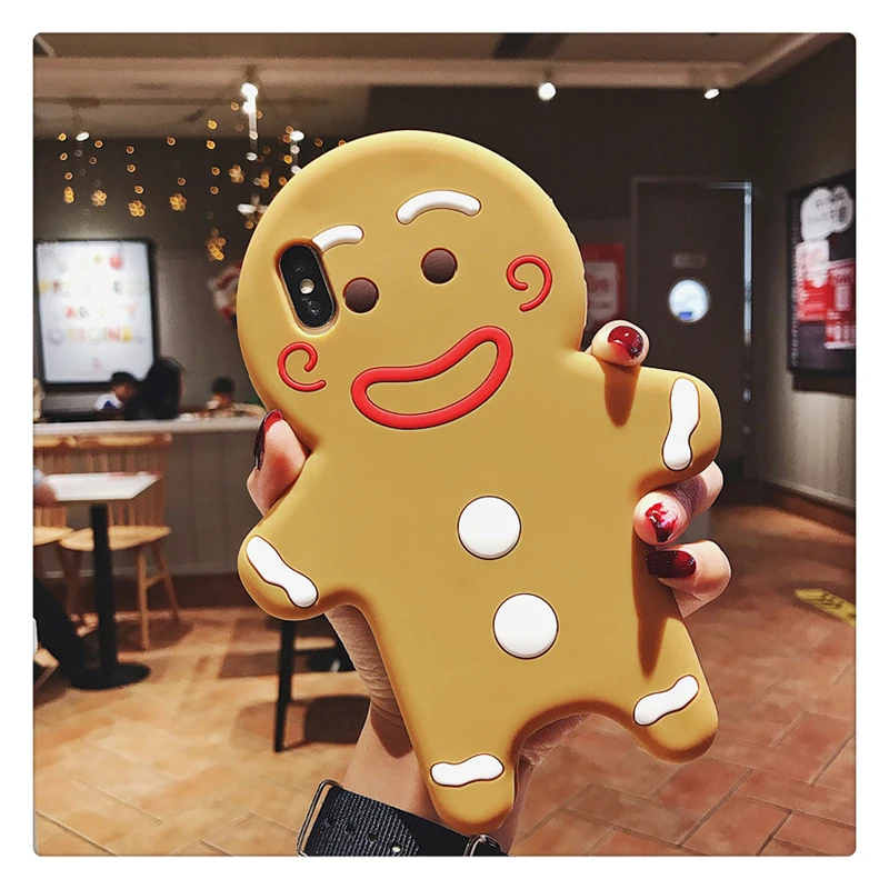Funny Cute Cartoon Gingerbread Man Mobile Phone Anti-fall Case Protective Cover For Iphone 6 6S Plus 7 8 Plus X XS XR XSMAX