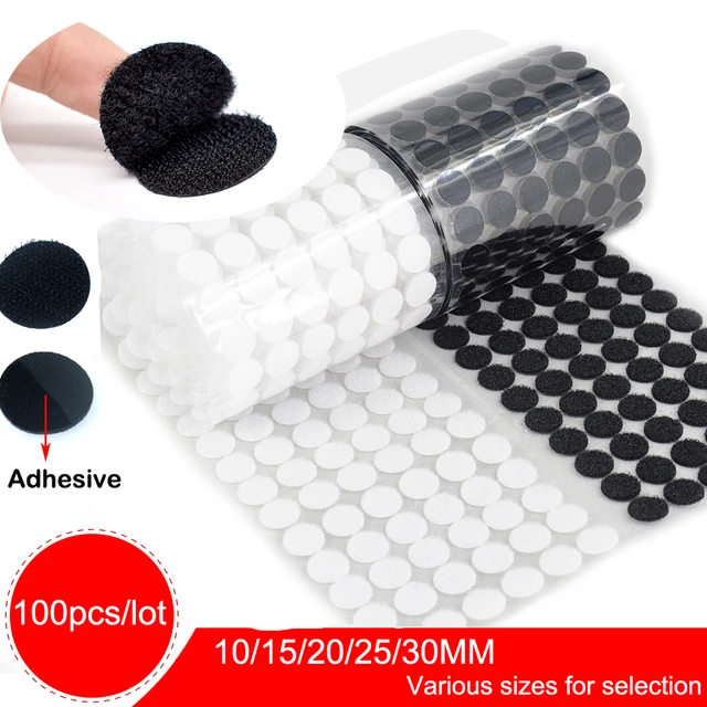 50Pairs Strong Self Adhesive Fastener Tape Dots 10/15/20/25/30mm Hook and  Loop Adhesive