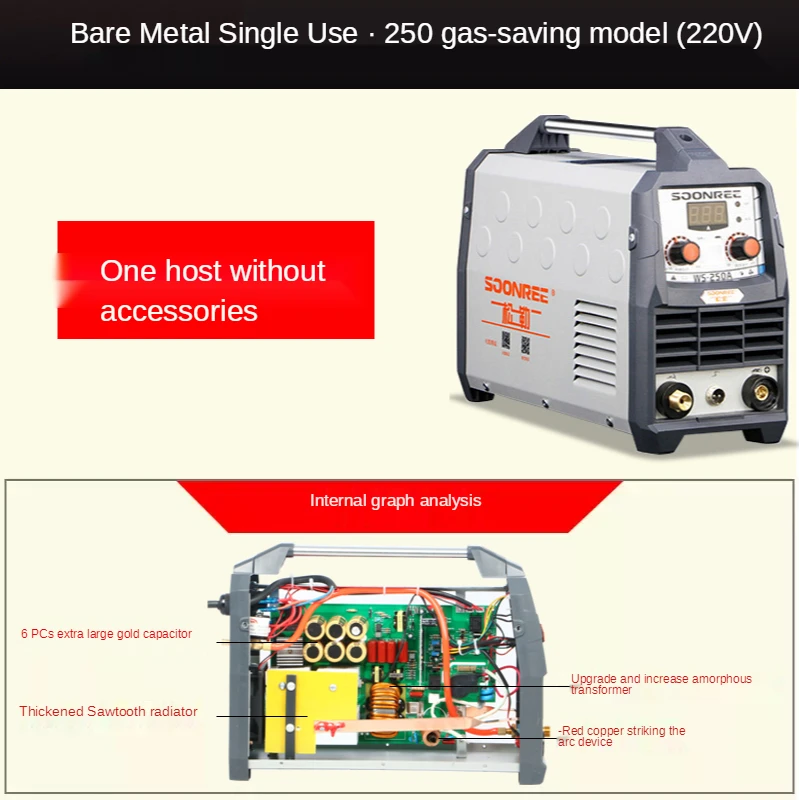 Portable Tig Welder 220V Power WS-250A Pulse Tig Arc 2 In 1 Professional Tig Argon Gas Welding Tig Welding Machine