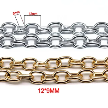 

Silver Color Solid Necklace Curb Cuban Cross Link Chain Bulk Aluminum Cross Chains Link for DIY Jewelry Making 1.2M 12*9mm