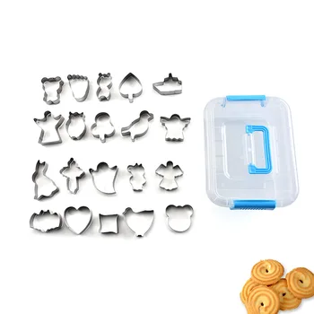 

Hot Selling Practical Multi-functional Biscuit Cookie Cake Mould Stainless Steel 20 Pc Cookie Cutter Combination Baking Tool