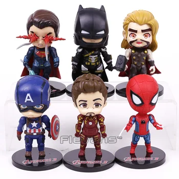 

Marvel DC Super Heroes Superman Batman Iron Man Spiderman Thor Captain America PVC Figures Toys 6pcs/set