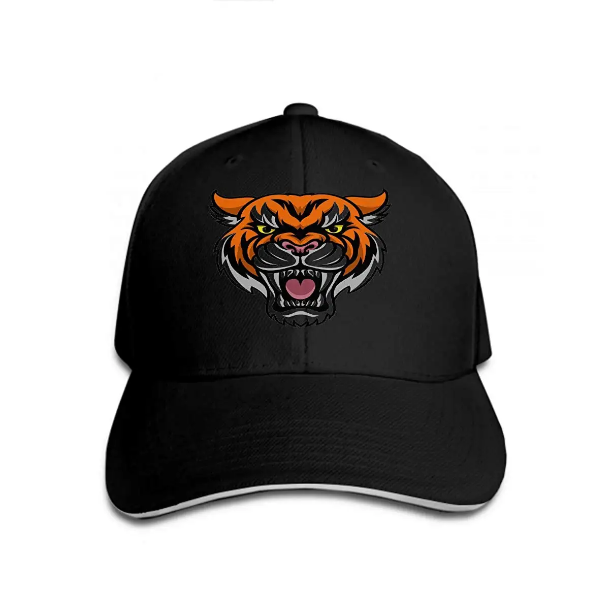 Унисекс бейсбольная Кепка Дальнобойщик Шляпа Для Взрослых ковбойская шляпа хип-хоп Snapback Angry Tiger Mascot Looking Animal Character Black