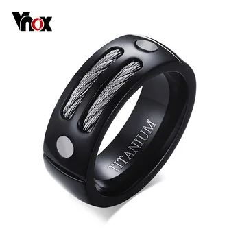 

VNOX Stylish Black 100% Titanium Ring Men 8MM Unique Male Rings with Huia WIA Design