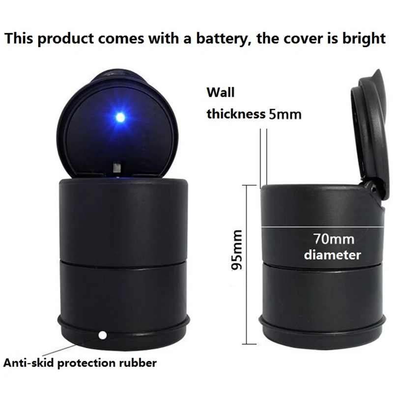 1 шт. портативный автомобильный Грузовик Светодиодный сигаретный дым пепельница синий светодиодный светильник бездымный Пепельница держатель противоскользящая Резина