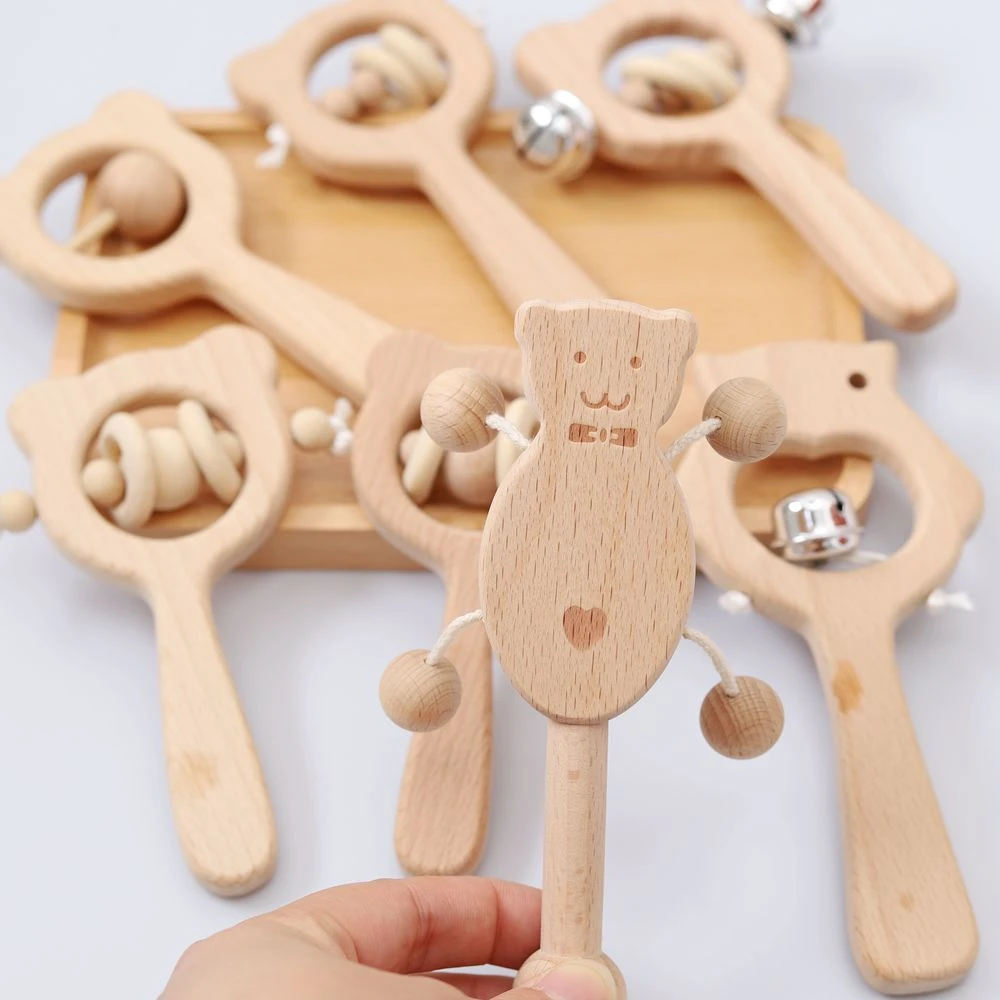 wooden rattles and teethers