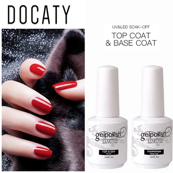 

DOCATY Nail Art Polish UV Gel Cuticle Oil Transparent Enamel Gel Polish Base Coat Top Coat Makeup Top Base Nail Polish Manicure