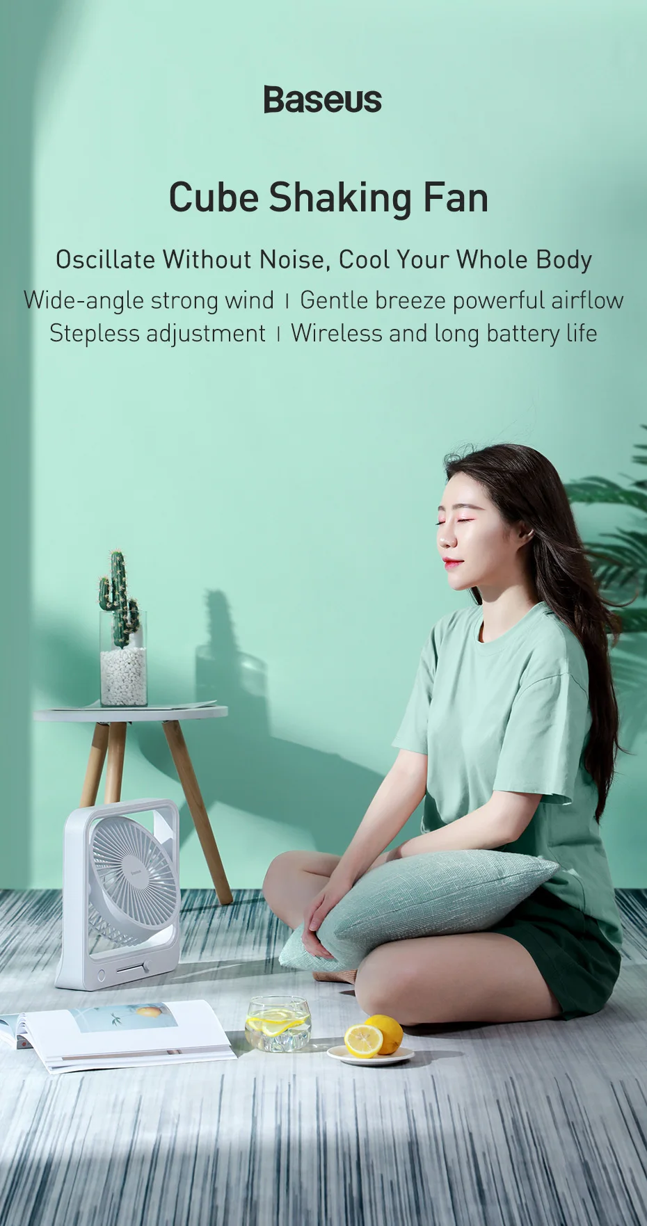 Quạt sạc mini Baseus Cube Shaking Fan LV806 (CXMF) 5400mAh