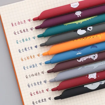

Multifunction Gel Pen Colorful Cartoon Panda Shark Whale Elephant Paper Clip Ruler Bookmarker Novelty Stationery School E6866